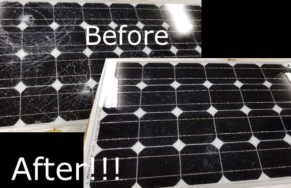 Fixing broken solar panel glass with a silicone encapsulant